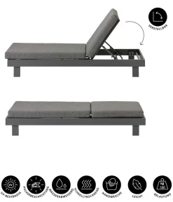 Dehner Relaxliegen - Relaxliege Riva, ca. B73/H90/T195 cm Dunkelgrau