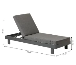 Dehner Relaxliegen - Relaxliege Riva, ca. B73/H90/T195 cm Dunkelgrau