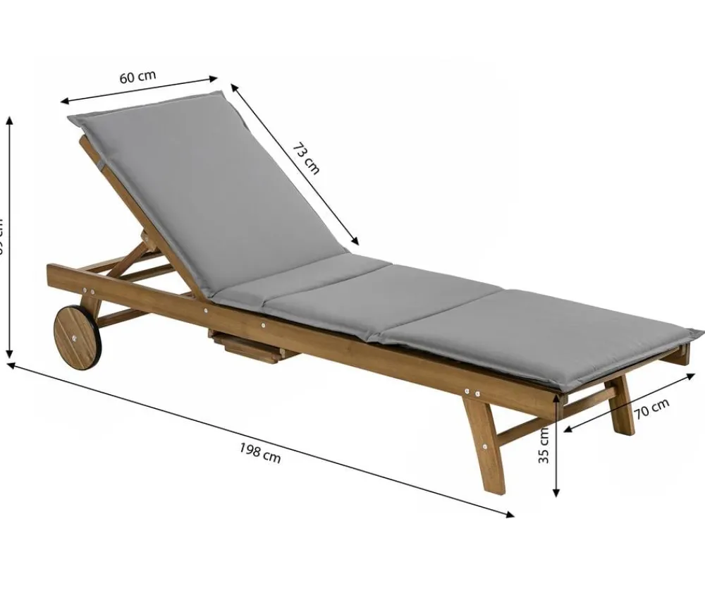 Dehner Rollliege Ravenna, ca. B70/H89/T200 cm Grau Sale