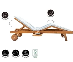 Dehner Gartenliegen Holz|Rollliegen - Rollliege Ravenna, ca. B70/H89/T200 cm Beige