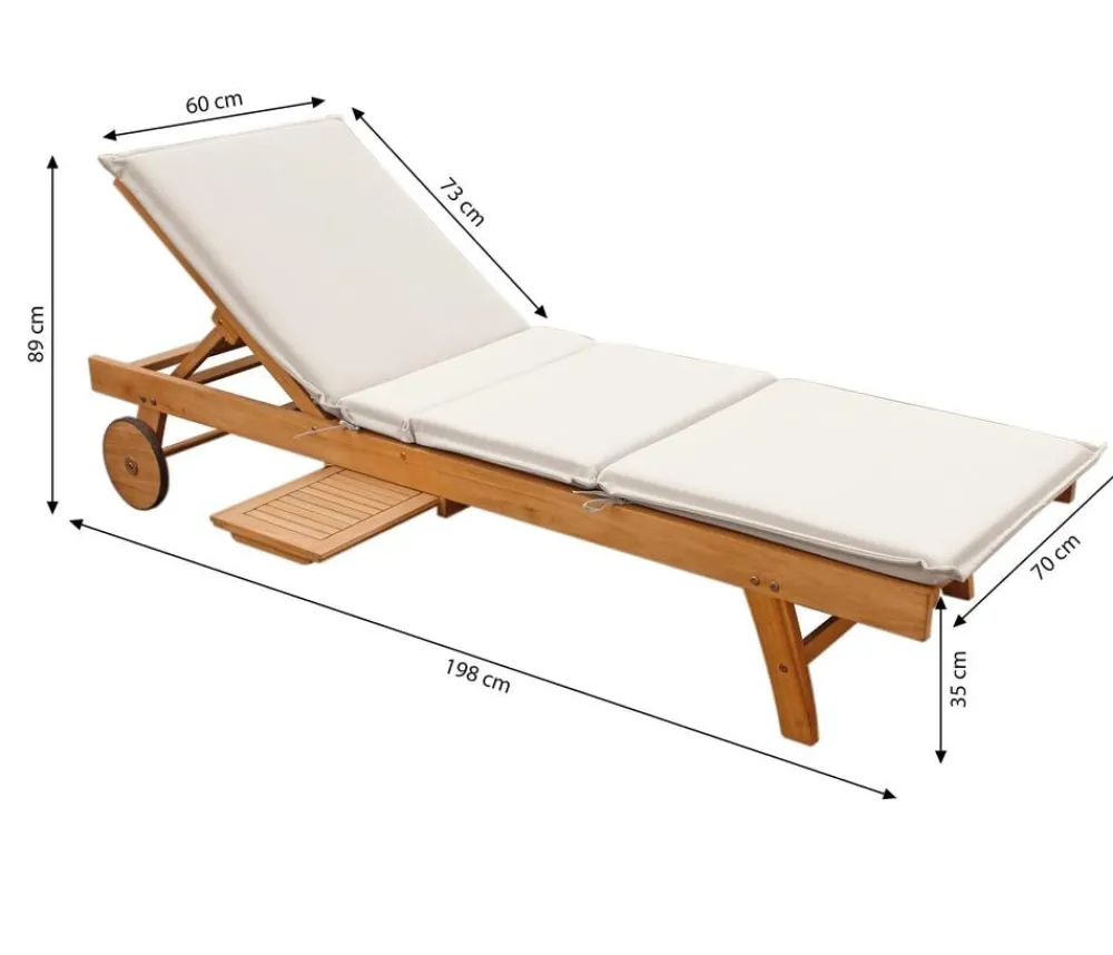 Dehner Gartenliegen Holz|Rollliegen - Rollliege Ravenna, ca. B70/H89/T200 cm Beige