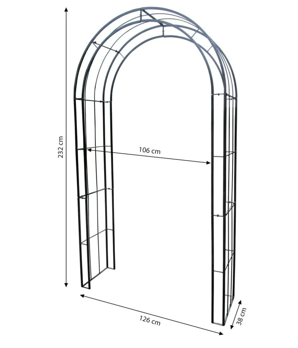 Dehner Rosenbögen - Rosenbogen York, ca. B126/H232/T38 cm Grau