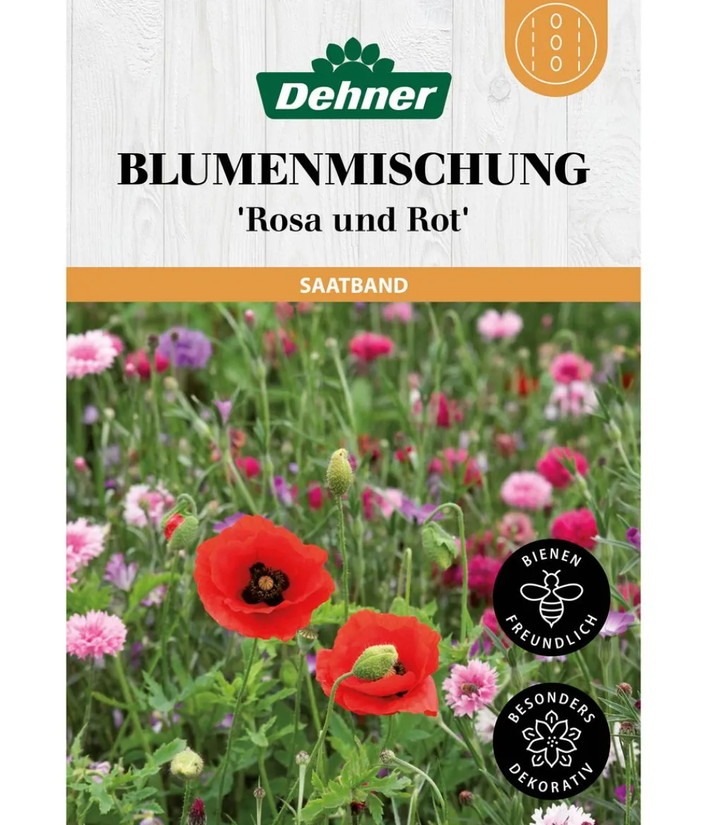 Dehner Blumensamen > Saatband Blumenmischung 'Rosa und Rot', L5 m