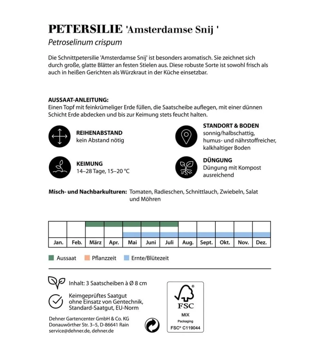 Dehner Saatscheiben Petersilie 'Amsterdamse Snij', 3 Stück à Ø 8 cm Online