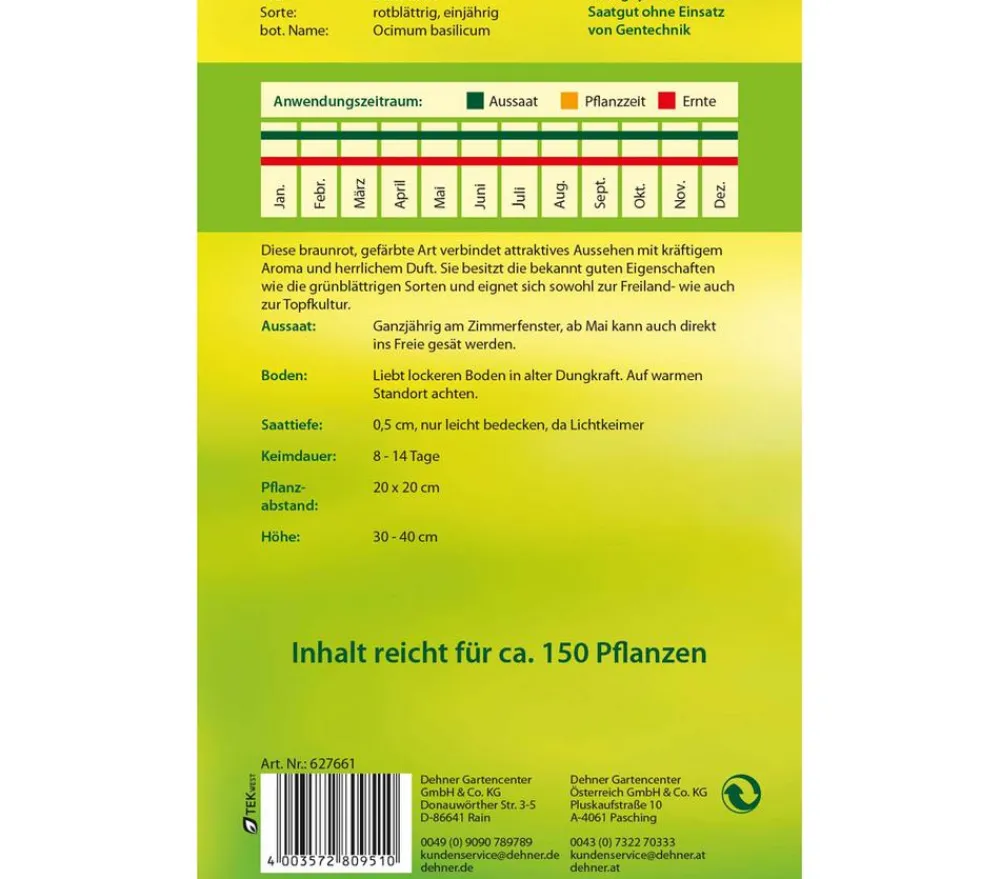 Dehner Samen Basilikum 'rotblättrig' Sale