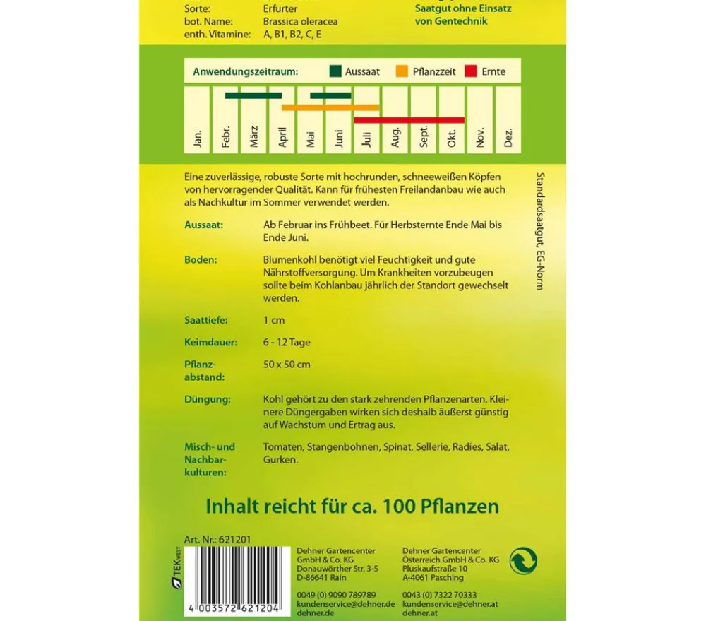 Dehner Samen Blumenkohl 'Erfurter Zwerg' New
