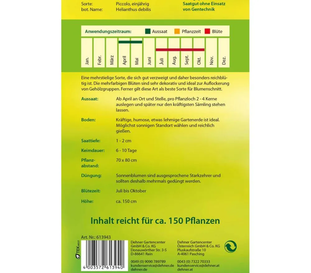 Dehner Samen für Sonnenblume 'Piccolo' New