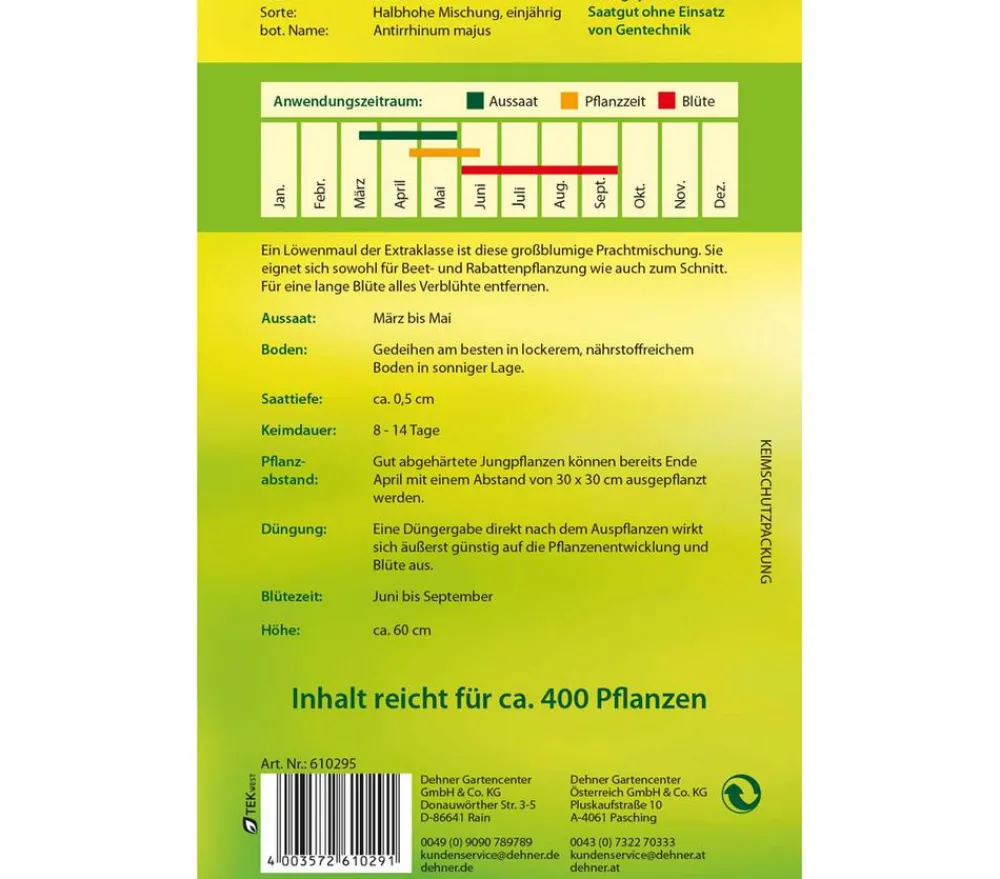 Dehner Blumensamen - Samen Löwenmaul 'Halbhohe Mischung' Bunt