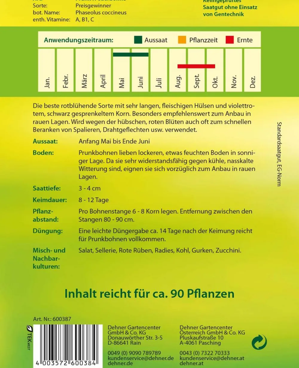 Dehner Samen Prunk-/Feuerbohne 'Preisgewinner' New