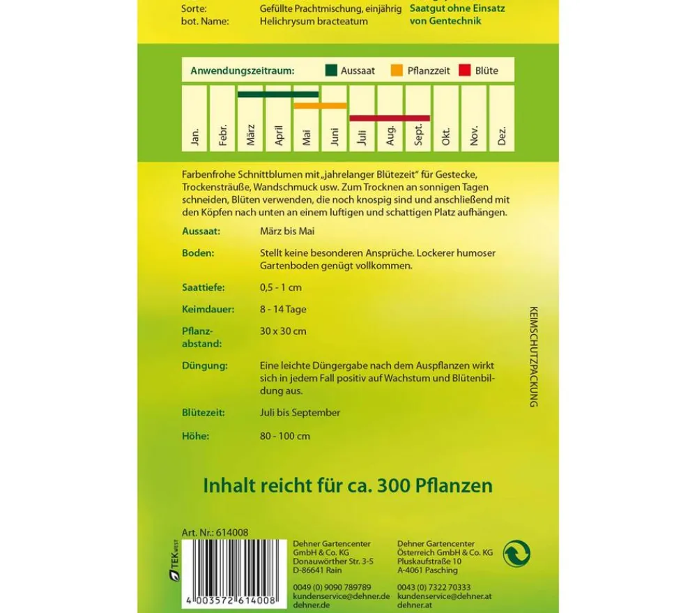 Dehner Samen Strohblume 'Gefüllte, riesenblumige Prachtmischung' Bunt Outlet