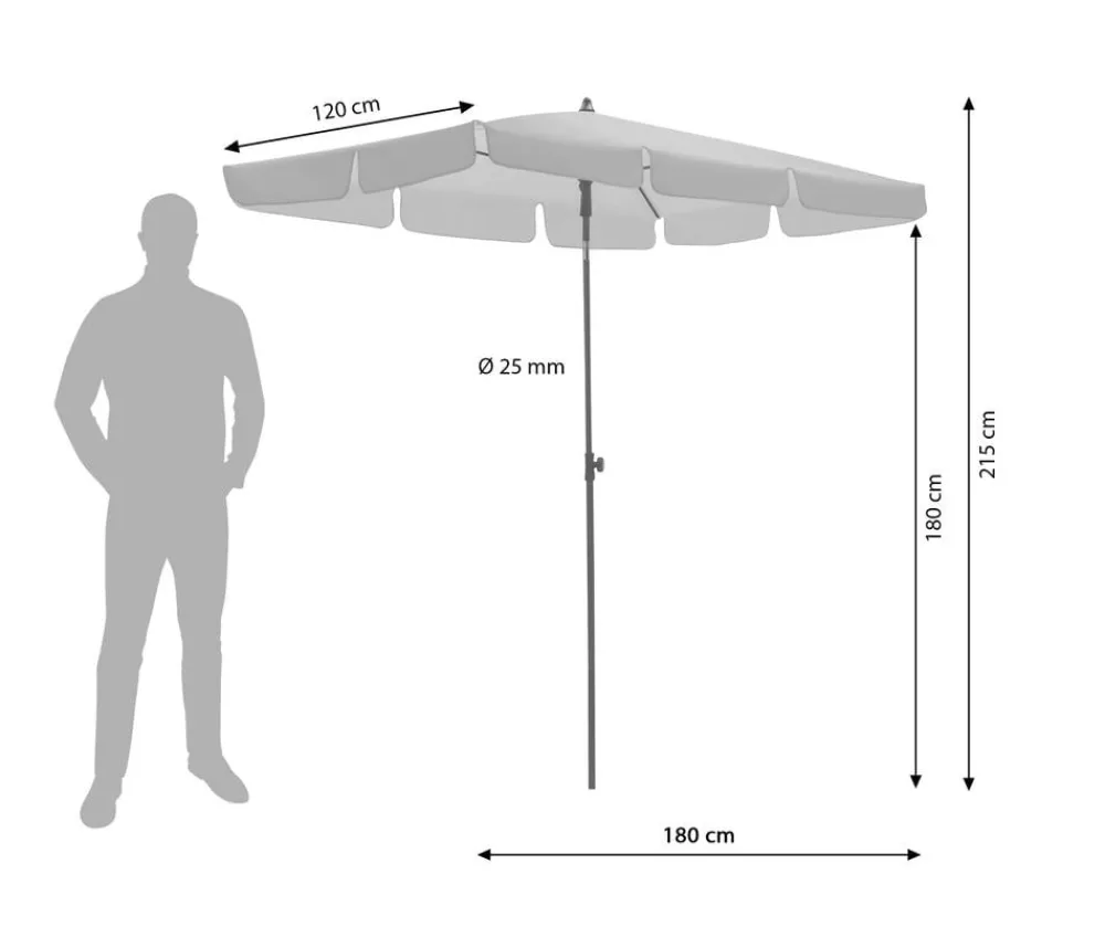 Dehner Sonnenschirme > Schirm Jupiter, rechteckig, ca. B180/T120 cm
