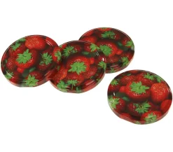 Dehner Schraubdeckel Erdbeeren für Einmachgläser, Ø66 mm, 10er-Set Rot Outlet