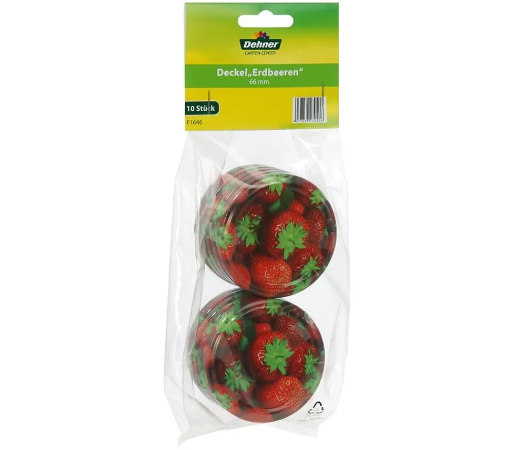Dehner Schraubdeckel Erdbeeren für Einmachgläser, Ø66 mm, 10er-Set Rot Outlet