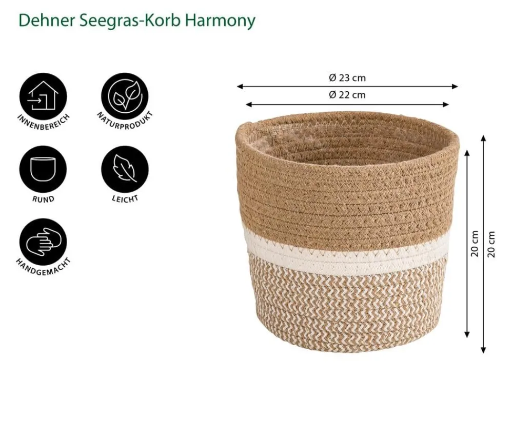 Dehner Blumentöpfe & Übertöpfe - Seegras-Korb Harmony, rund