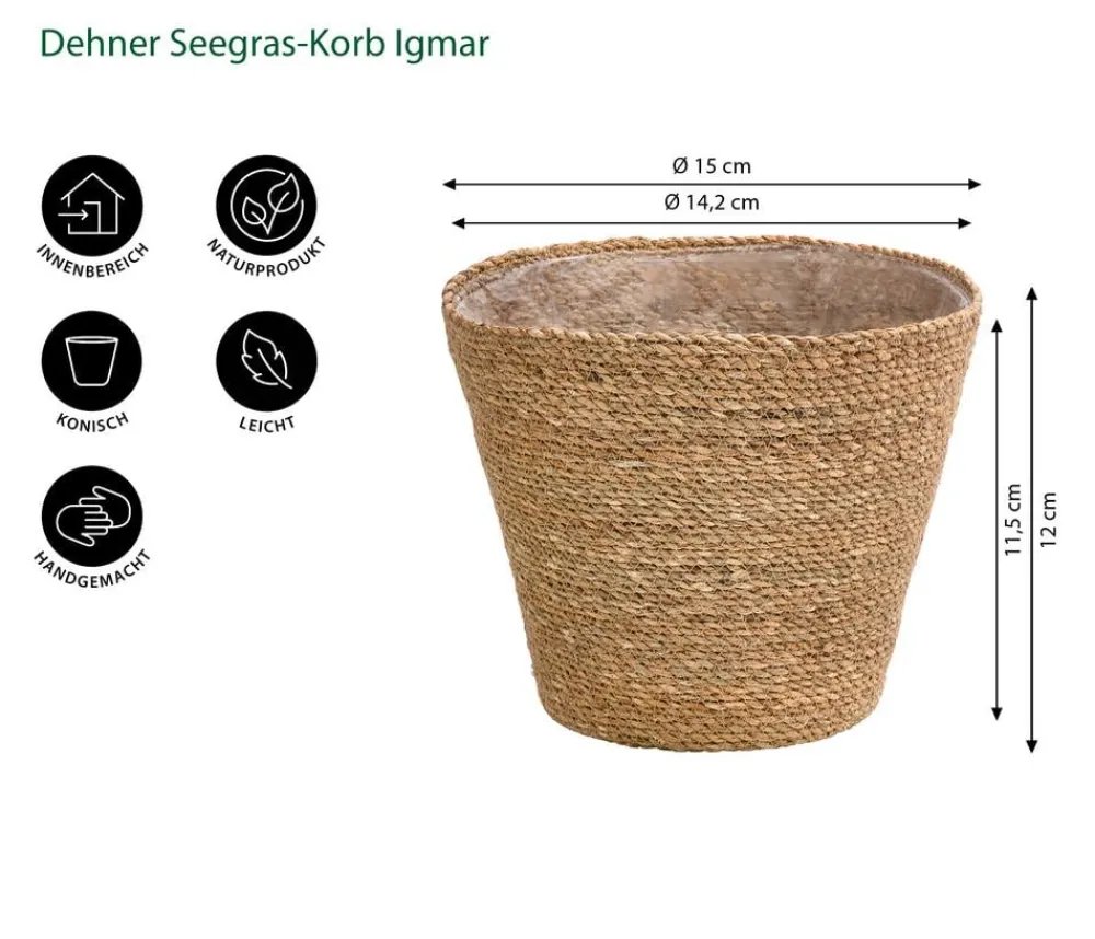 Dehner Seegras-Korb Igmar, konisch Hellbraun New