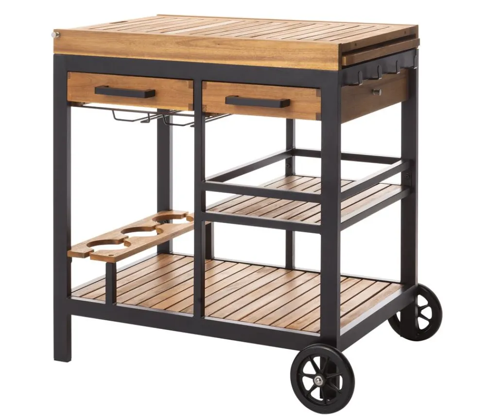 Dehner Gartentische Holz - Servierwagen Liverpool, ca. B75/150/H82/T52 cm