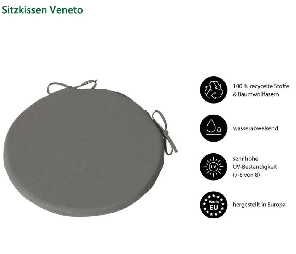 Dehner Sitzkissen|Sitzauflagen - Sitzkissen Veneto, Ø40/H4 cm Dunkelgrau