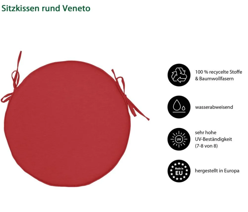 Dehner Sitzkissen|Sitzauflagen - Sitzkissen Veneto, Ø40/H4 cm Rot