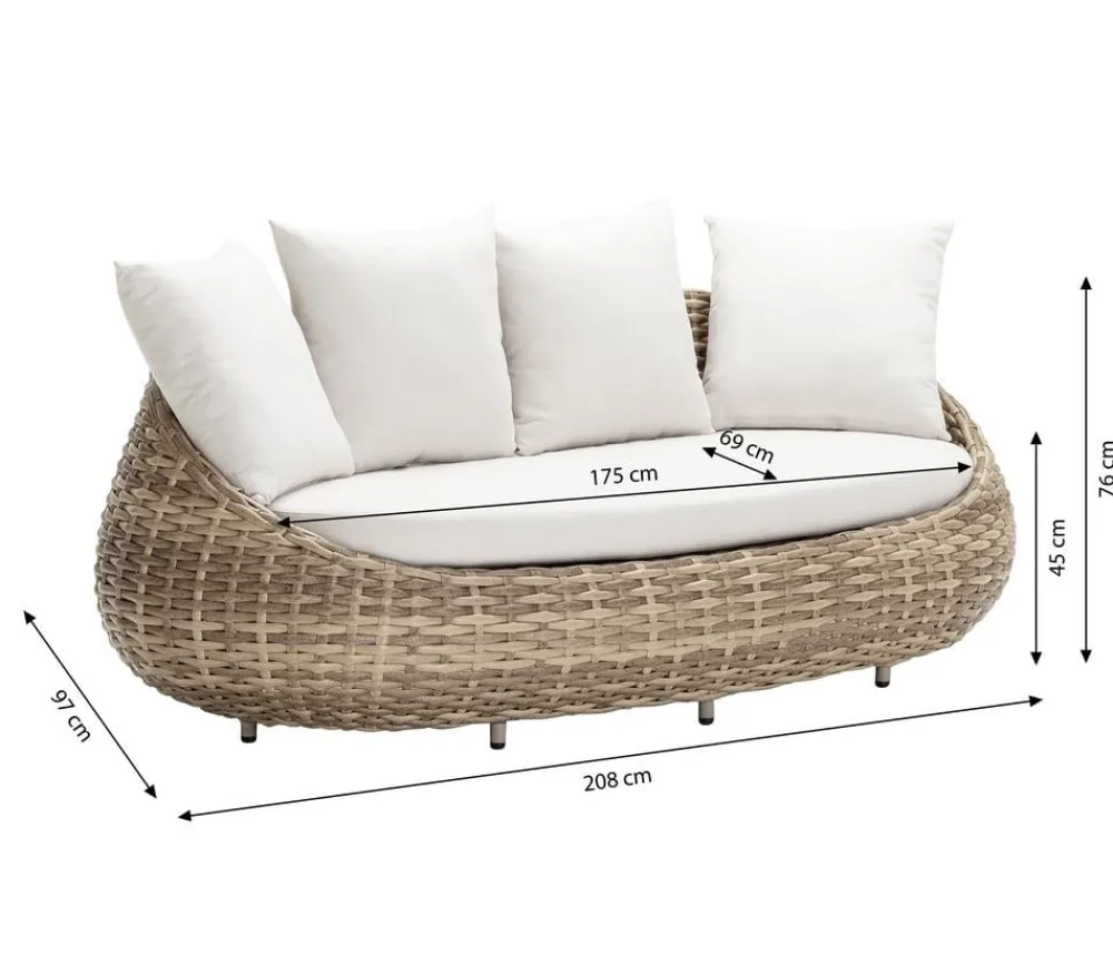Dehner Loungemöbel|Loungebänke > Sofa Tulum, ca. B208/H76/T97 cm
