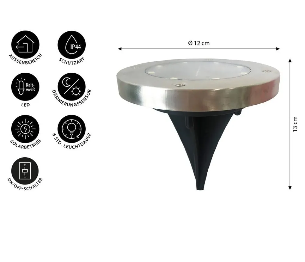 Dehner Solarleuchten > Solar-Bodenleuchte Skiva, ca. Ø12/H13 cm
