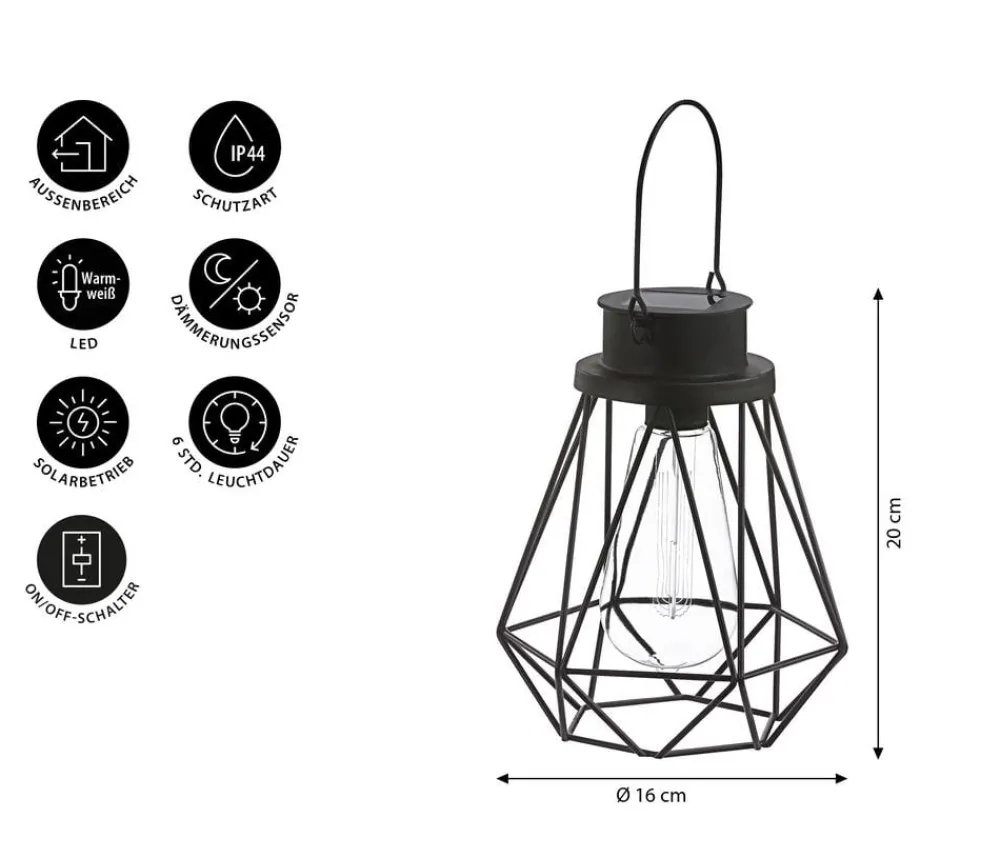 Dehner Solar-Drahtglühbirne Blackora, ca. Ø16/H20 cm Discount
