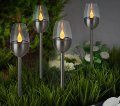 Dehner Solar-Edelstahlleuchte Jaro, 4er-Set New