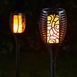 Dehner Wegeleuchte & Sockelleuchte|Solarleuchten - Solar-Flammenfackel Jumbo, ca. Ø12/H75 cm
