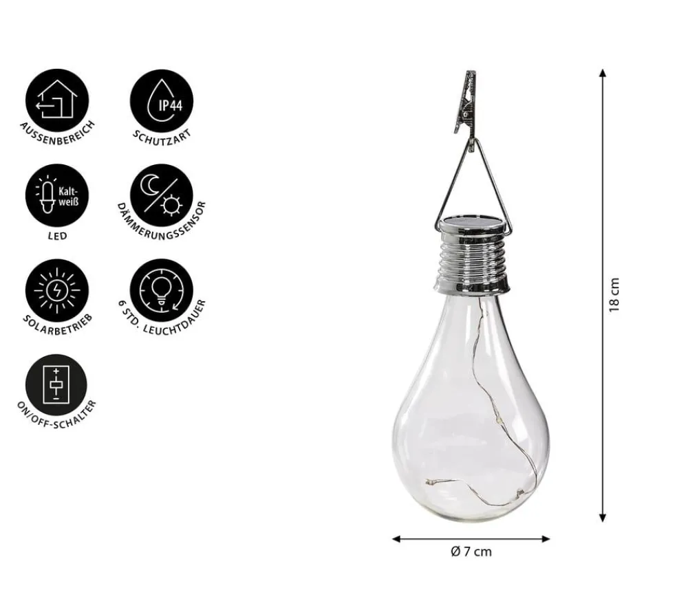 Dehner Solar-Glühbirne, ca. Ø7/H18 cm Online