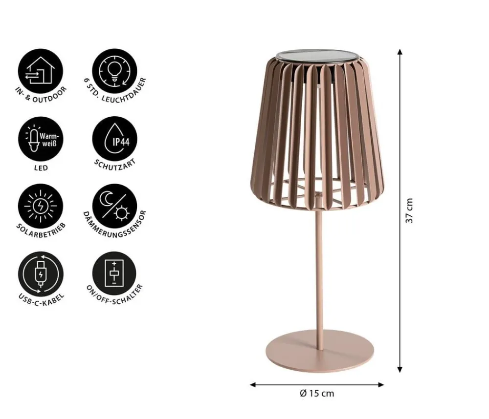 Dehner Solarleuchten - Solar-Lampe Amira, ca. Ø15/H37 cm