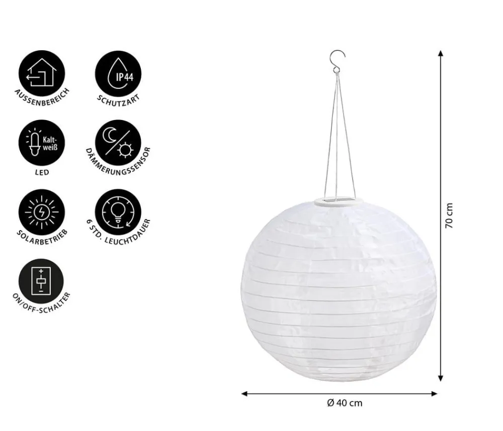 Dehner Solarleuchten > Solar-Lampion, ca. Ø 40/70 cm