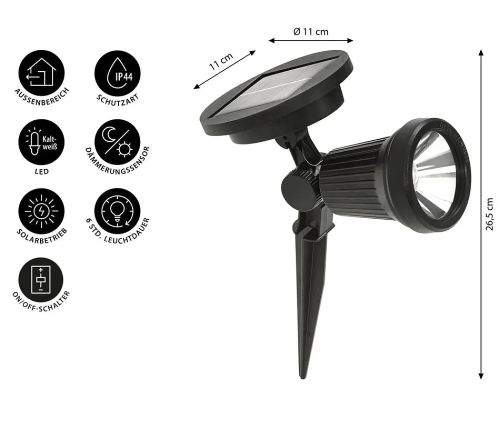 Dehner Wegeleuchte & Sockelleuchte|Solarleuchten - Solar-Spot Viseu, ca. B11/H26,5/T11 cm