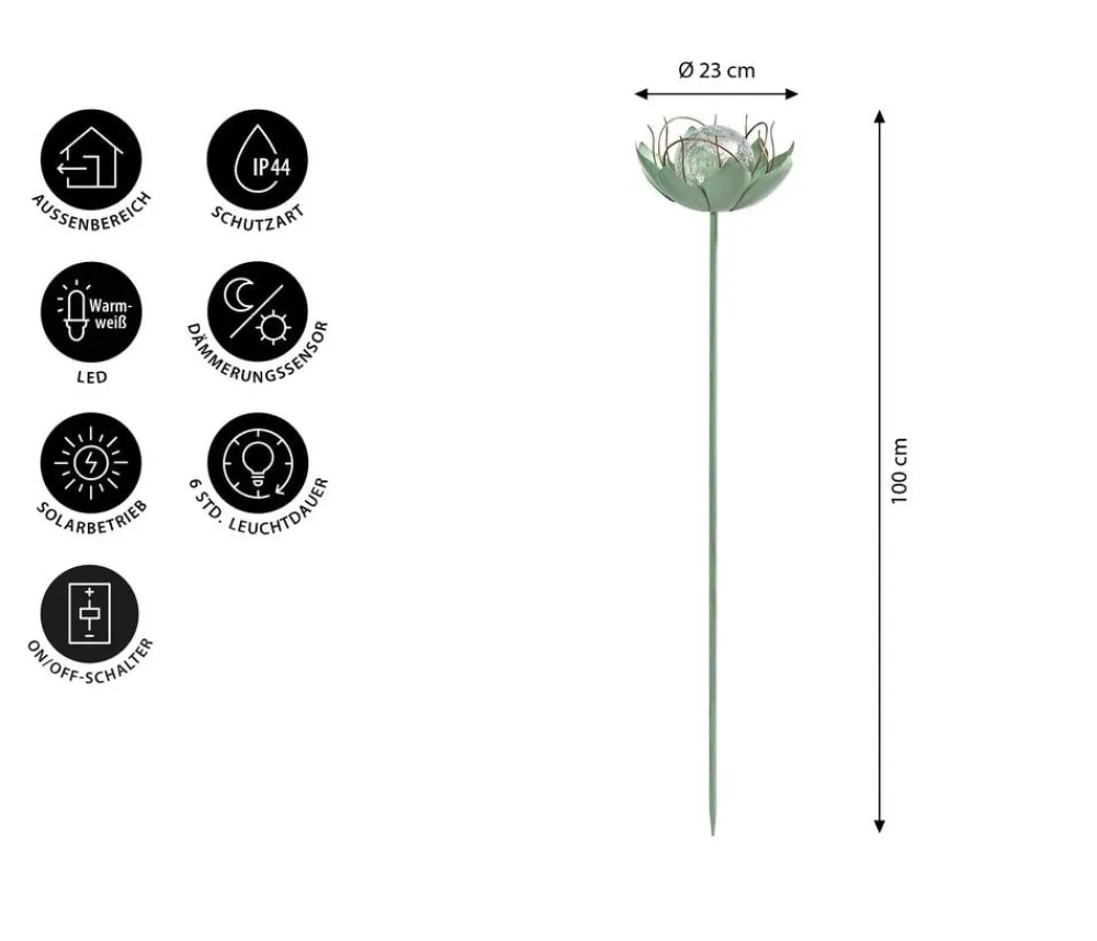 Dehner Solarleuchten - Solar-Stab Florina, ca. Ø23/H100 cm
