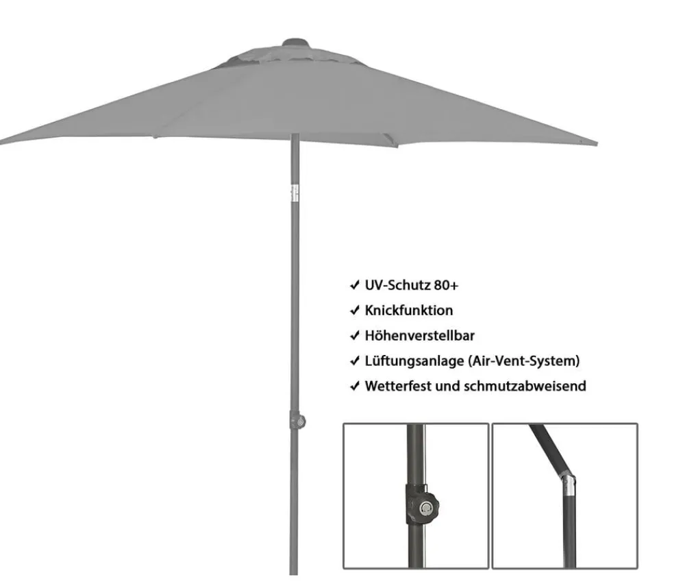 Dehner Sonnenschirm Andros, rechteckig, ca. B210/T150 cm Dunkelgrau Hot