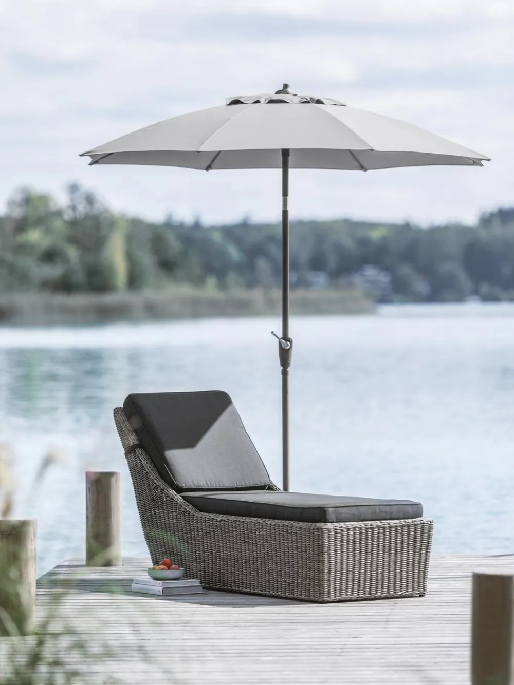 Dehner Sonnenschirme - Sonnenschirm Kos, rund, ca. Ø220 cm Hellgrau