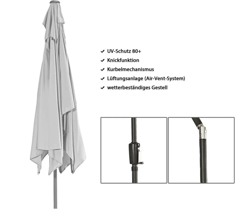 Dehner Sonnenschirme - Sonnenschirm Samos, rechteckig, ca. B300/T200 cm Creme