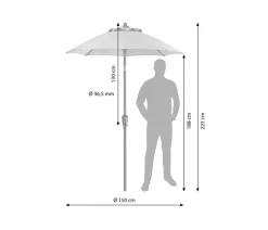Dehner Balkonmöbel Aluminium|Sonnenschirme - Sonnenschirm Vido, rund, ca. Ø150 cm Creme