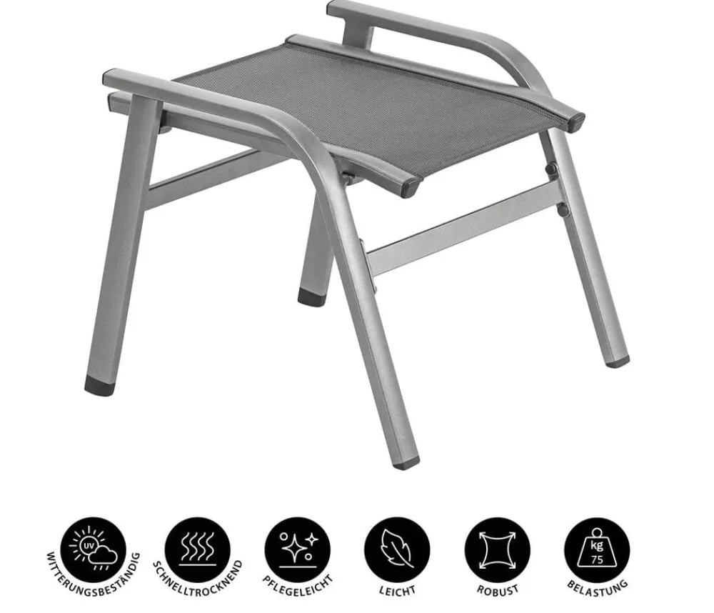 Dehner Gartenhocker|Gartenstühle Aluminium - Stapelhocker Chicago Grau