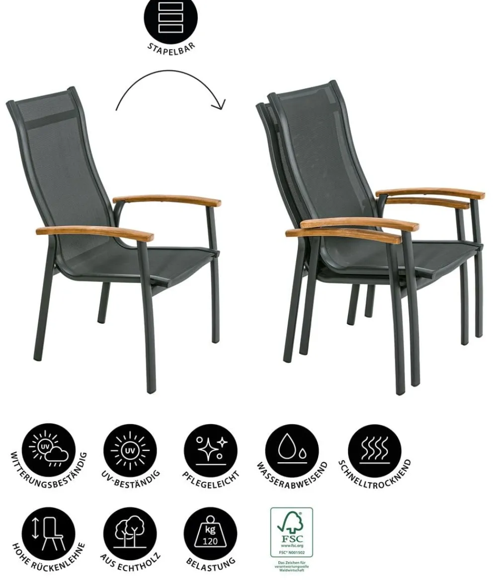 Dehner Balkonmöbel Aluminium|Stapelstühle > Stapelstuhl Chicago Wood