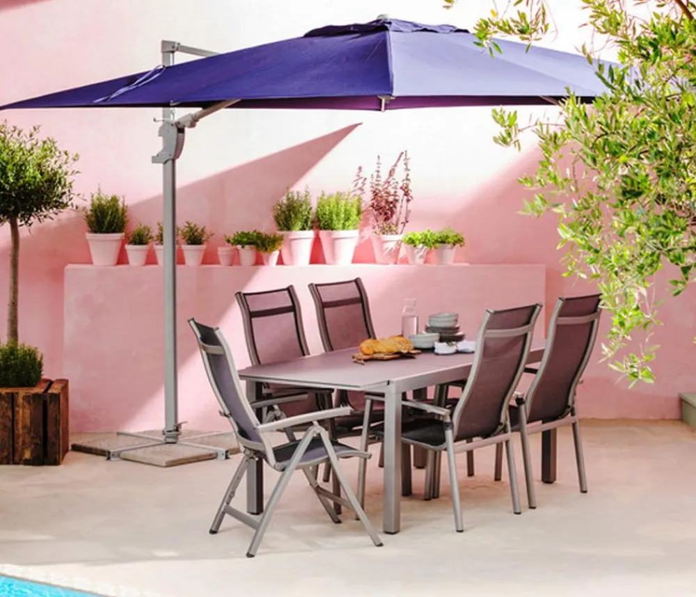 Dehner Stapelstühle|Gartenstühle Aluminium - Stapelstuhl Hochlehner Chicago Grau