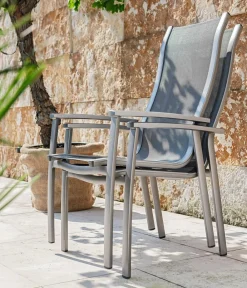 Dehner Stapelstühle|Gartenstühle Aluminium - Stapelstuhl Hochlehner Chicago Grau