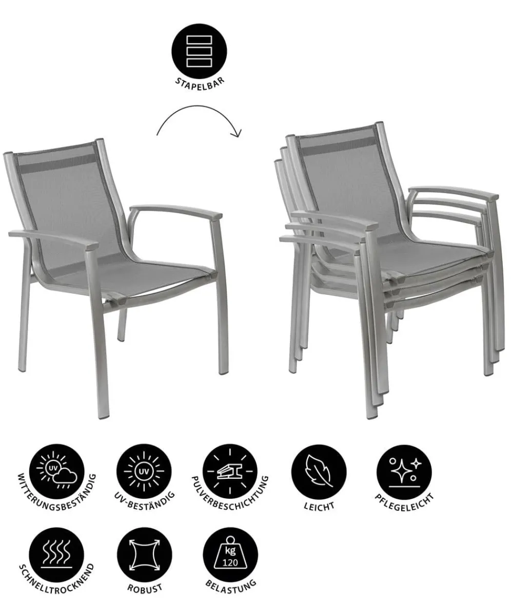 Dehner Stapelstühle|Gartenstühle Aluminium > Stapelstuhl Niederlehner Chicago
