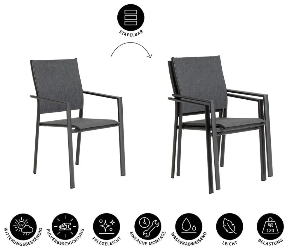 Dehner Stapelstuhl Pesaro Anthrazit New
