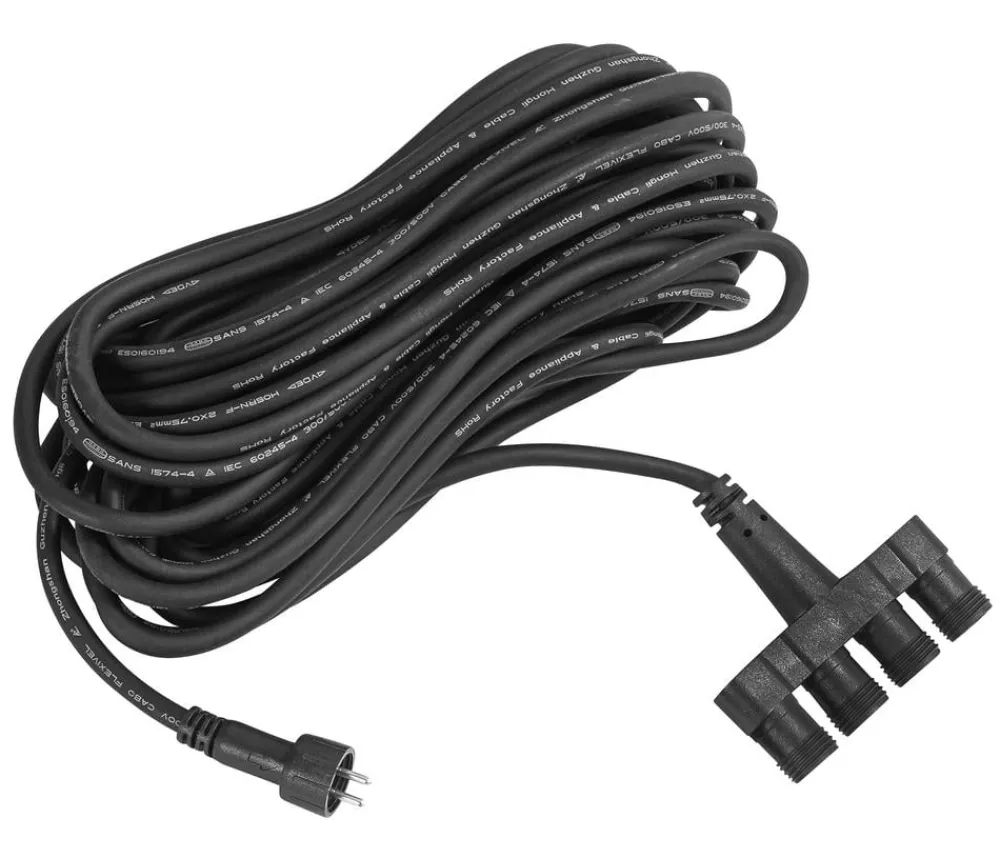 Dehner Stromverteilerkabel, 4-fach Schwarz Hot