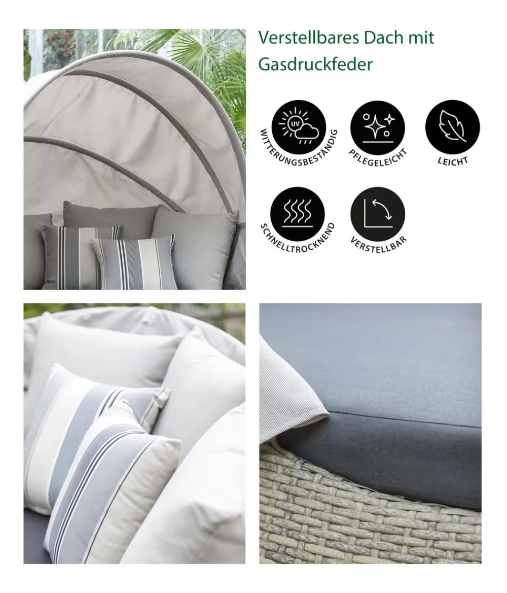 Dehner Sunlounger Florida, ca. B160/H160/T220 cm Braun Outlet