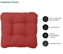 Dehner Sitzkissen|Lounge- & Palettenkissen - Susakissen Veneto, ca. B38/H8/T38 cm Rot