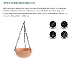 Dehner Blumenampeln & -Schalen - -Hängeampel Meran mit Kette, rund Terrakotta