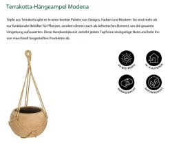 Dehner Blumenampeln & -Schalen - Terrakotta-Hängeampel Modena, rund, m-terra Hellbraun