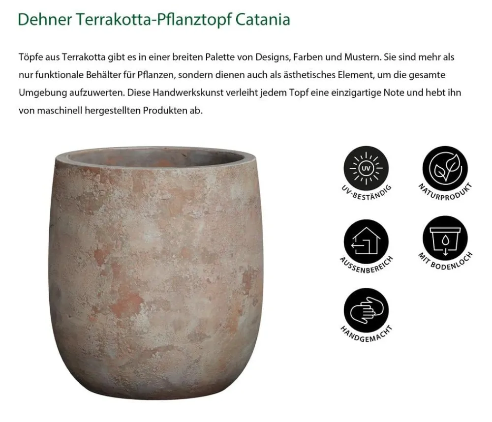 Dehner -Pflanztopf Catania, rund Terrakotta Discount