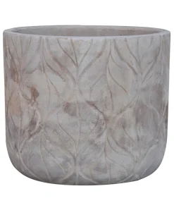 Dehner Terrakotta-Pflanztopf Trani, rund, floral Grau Online