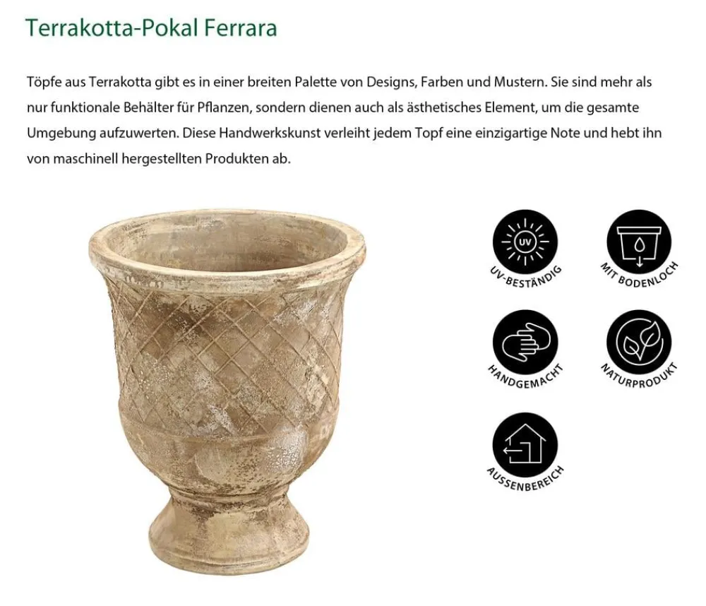 Dehner Blumentöpfe & Übertöpfe > -Pokal Ferrara, rund, antik-